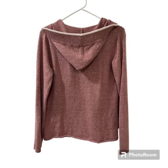 Eddie Bauer Womens Dusty Rose V-Neck Hoodie Pullover Sweater Size Medium - Picture 2 of 9